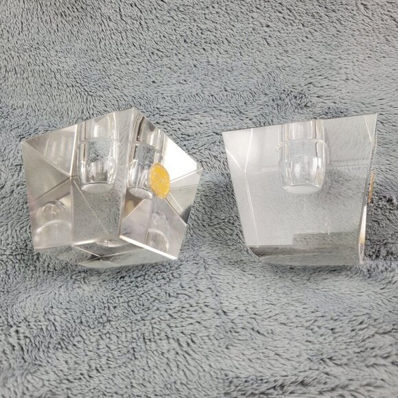 Bohemia Glass MCM VTG Czechoslovakia Crystal Candle Stick Holders Pair Orig. Box - Picture 16 of 17